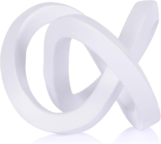 White knot decorative sculpture, white home decor aesthetics, Möbius strip sculpture, suitable for decoration and display on bookshelves, living room TV cabinets, office cabinets, and coffee tables.