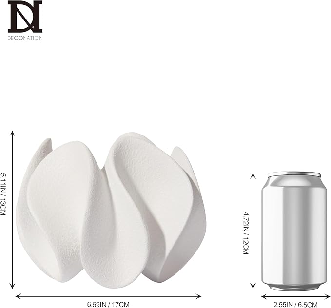 DN DECONATION Abstract Home Decor Living Room Coffee Table Decor | Modern White Textured Art Statue, Resin Sculpture for Bookshelf Desk Bedroom Office Wedding Gift for Women Men