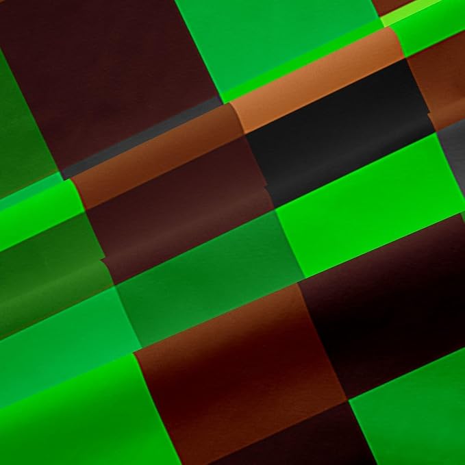 Castle Fairy Green Brown Blocks Window Curtain,Pixelated Grid Blackout Window Treatment,Kids Teens Adult Miners Gaming Bedroom Curtains Build Sandbox Theme Living Room Decor Top 2 Panels,38Wx45L