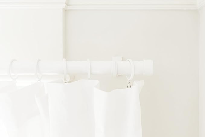 BlastHome® Non-Adjustable Luxury Curtain Rods for Windows, 1 ¼” Rod Set, 3 1/2 foot Fixed Length, White