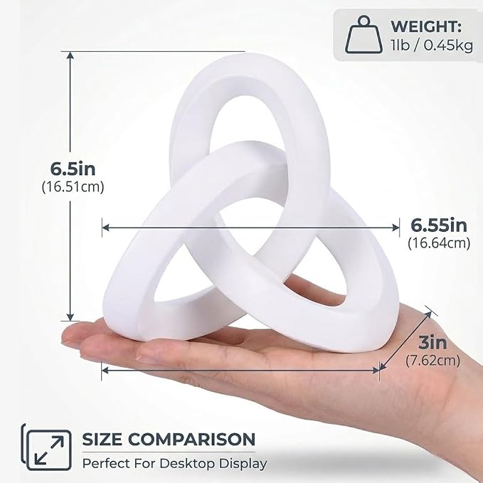 White Knot Decor Sculpture, Modern Abstract Resin Decorative Sculpture for Coffee Table Decor for Living Room, Bookshelf Decor, Entryway Table Sculptures, Office Decor for Shelves, White Home Decor