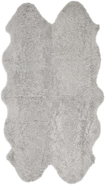 Nordic Sheep Real Sheepskin Rug 4x6 ft | Sheepskin Rugs for Living Room and Sofa | Large Bedside Rugs for Bedrooms is Breathable & Heat-regulating | Fluffy Rug in Color Light Grey
