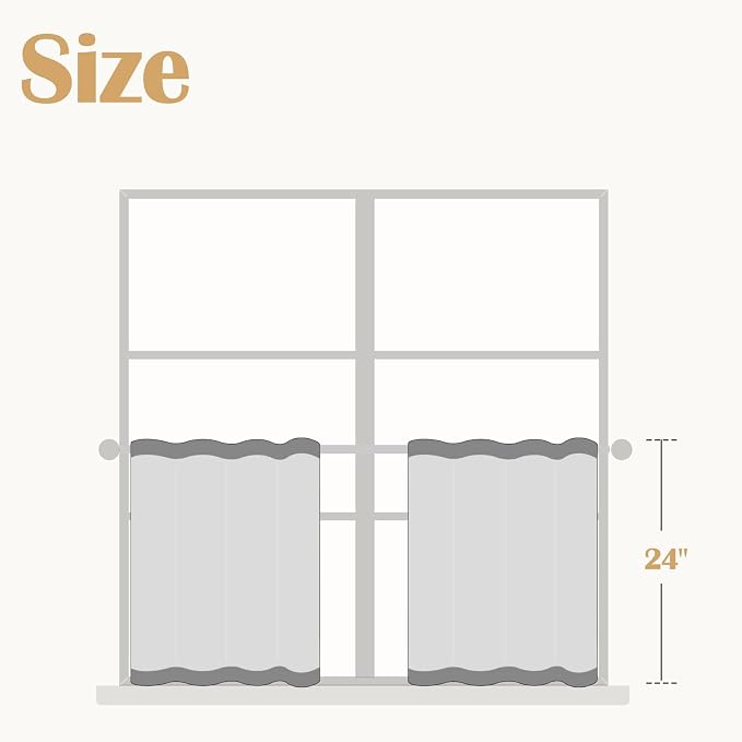 jinchan Floral Linen Tier Curtains Floral Brick Red on Beige Cafe Curtains 24 Inch Length Kitchen Living Room Bedroom Bathroom Farmhouse Rustic Country Rod Pocket 2 Panels