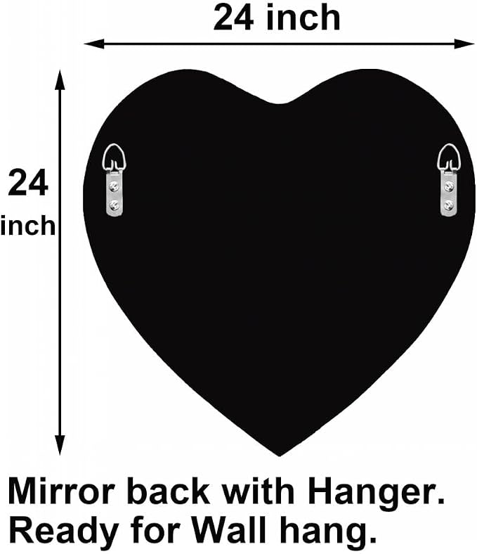 DMDFIRST Crystal Crush Diamond Heart Shaped Silver Mirror for Wall Decoration 24x24x1 inch Wall Hang Frameless Mirror Acrylic Diamond Décor.