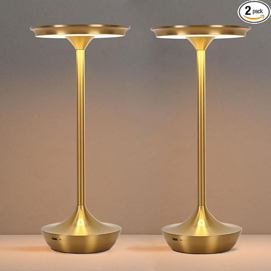 EJQ Rechargeable Cordless Table Lamp, 6000mAh Battery Operated LED Table Lights Outdoor Portable Touch Dimmable Table Lamp for Bedroom Patio Cofee Restaurant Dining Home Set of 2-Gold
