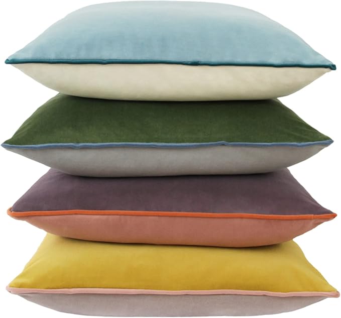 Btyrle Velvet Throw Pillow Covers 18x18 Inch Set of 4 Decorative Velour Pillowcases Double-Colored Cushion Covers for Sofa Couch,Cold-Edge
