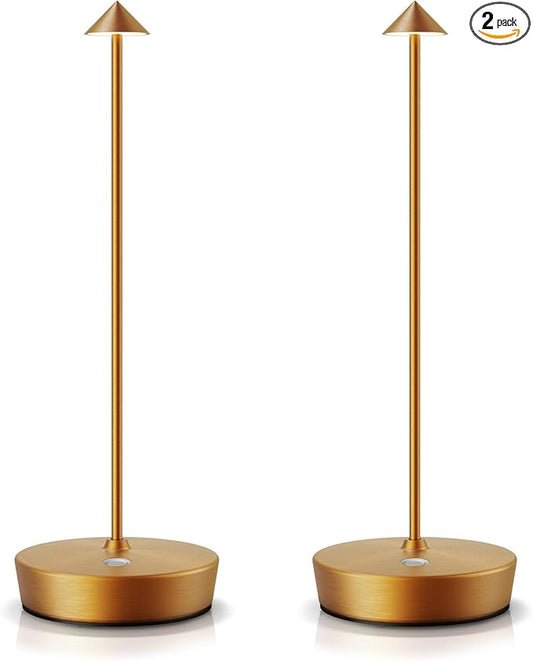 SAKRINGT 2 Pack Cordless Table Lamps Rechargeable, 6000mAh Battery Operated Waterproof Stepless Dimming Modern Portable LED Table Light for Restaurant Dining Patio Outdoor
