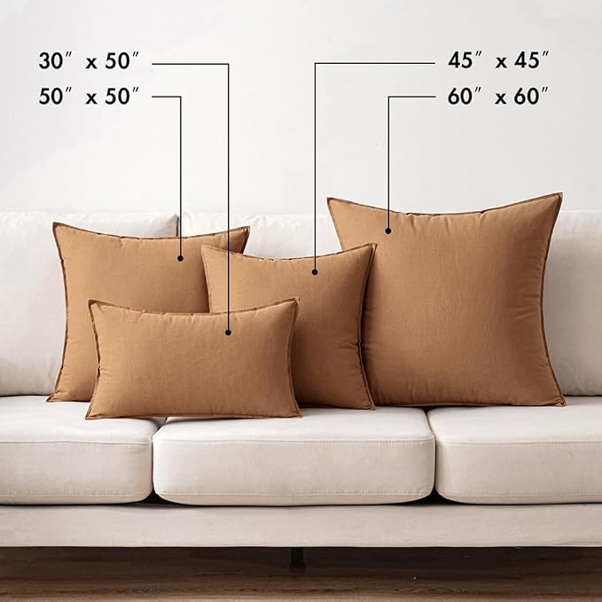 MIULEE Pack of 2 Decorative Linen Pillow Covers 22x22 Inch Brown | Boho Farmhouse Modern Soft Accent Euro Shams Throw Pillows for Bed Neutral Cushion Covers Sofa Couch Living Room Home Decor