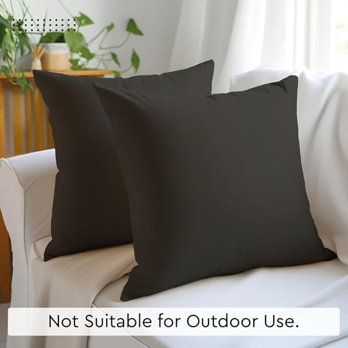 Encasa XO Throw Pillow Covers 24x24 in Set of 2 Charcoal Grey | No Inserts | Cotton Pillow Covers for Living Room, Bed, Sofa, Couch | Decorative Cushion Covers with Improved Zipper