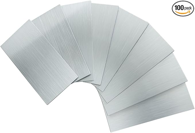 AULIGET 100-Piece Stainless Steel Subway Tile Peel and Stick Backsplash, 3" x 6" Metal Stick on Wall Tiles for Backsplash Kitchen, Bathroom, Laundry Room, Camper, Fireplace