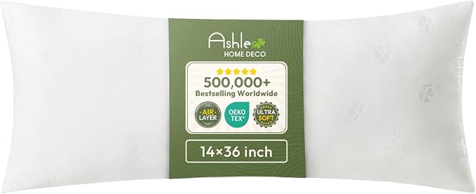 Ashler Throw Pillow Inserts 14 x 36, Lumbar Pillow with Air Layer, Indoor Decorative Premium Pillow Sham Stuffer, Rectangle Bed and Couch Pillows,Firm and Breathable, White