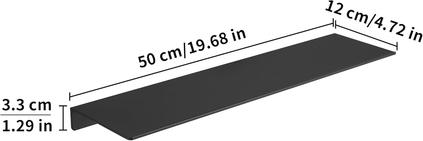 JOOM Small Metal Wall Floating Shelf - Metal Wall Shelf, Black Floating Shelf, Small Bathroom Shelf, Display Shelves for Wall Storage (Black, 20 in)