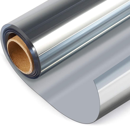 HIDBEA One Way Privacy Window Film, Daytime Privacy Sun Blocking Anti UV Reflective Window Film Heat Control Static Cling Window Tint Film for Home and Office, Silver, 35.4 x 78.7 Inch