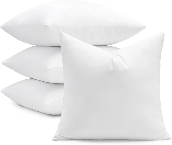 puredown® 26x26 Feather Down Pillow Inserts, Set of 4 Euro Pillow Inserts for Decorative Throw Pillow, Bed, Couch and Home Decor