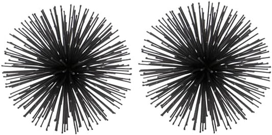 Modern Day Accents 5387 Erizo Urchin X-Small Black Sphere Set of 2, 4" D