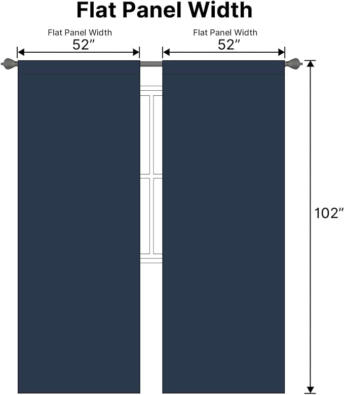 H.VERSAILTEX Back Tab Navy Blackout Curtains 102 Inch Long for Bedroom/Living, Rod Pocket Room Darkening Thermal Insulated Black Out Drapes, 52 x 102 Inch, Navy Blue, 2 Panels