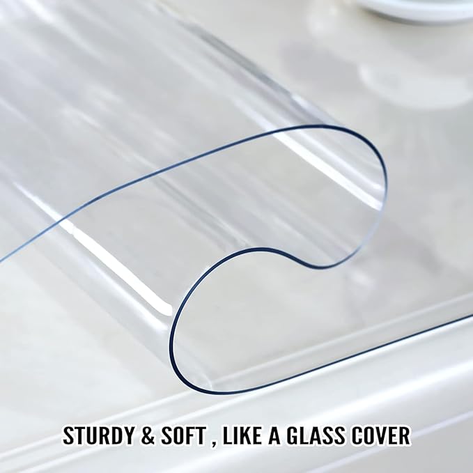 Royhom Clear Table Protector 31.5 x 63 Inch - 2mm Thick Plastic Table Cover, Clear Table Cover Protector Rectangle, Waterproof PVC Desk Mat for Coffee Table, Writing Desk, Dining Room, Dresser