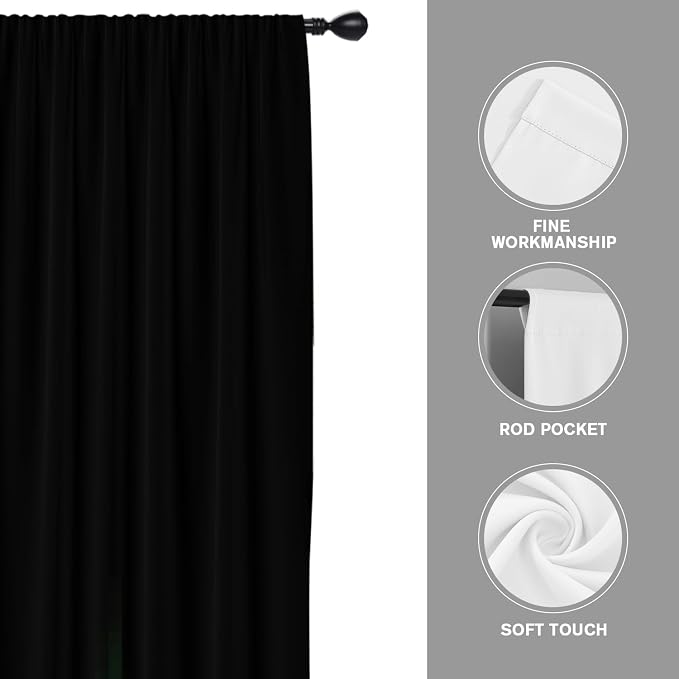 Coxila Black and Green Window Curtains for Bedroom 42 x 63 Inch Rod Pocket Dark Ombre Gothic Goth Mens Cool Gaming Anime Minimalist Art Modern Deco Living Room Treatment Set of 2 Curtain Panels Drapes