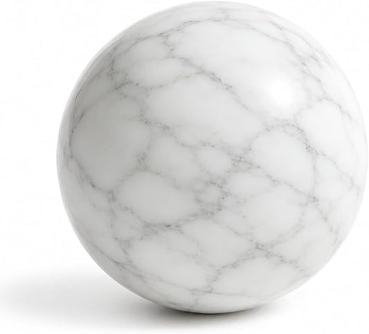 White Marble Decorative Sphere, 10cm Natural Stone Orb | 3.94 in Solid Stone Ball for Coffee Table Centerpiece, Console Table and Shelf