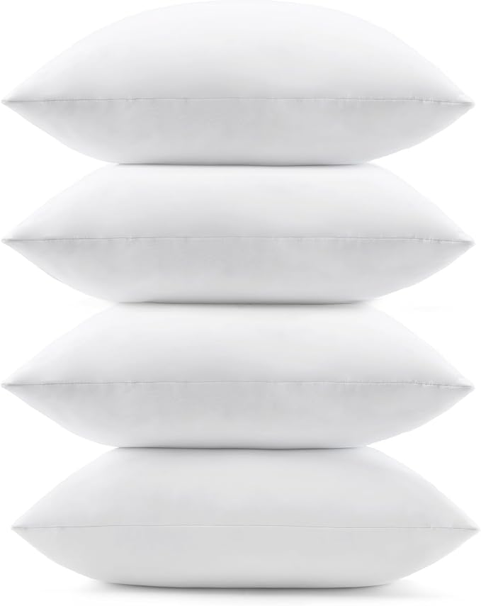 puredown® 12x20 Feather Down Pillow Inserts, 4 Pack Lumbar Pillow Inserts for Couch, Chairs, Office, Apartments