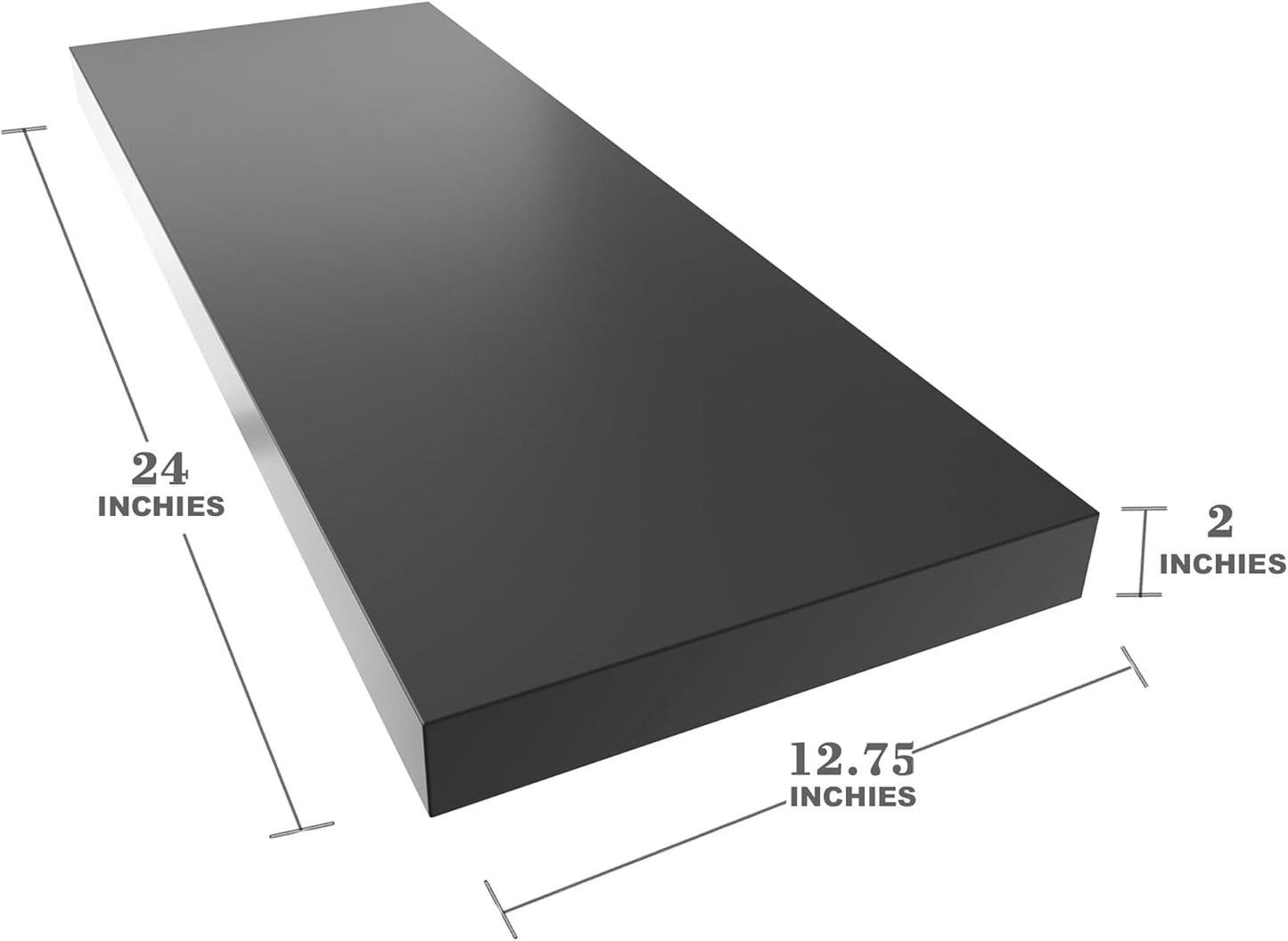 Large Floating Shelves for Wall Set of 3 Wooden Wall Shelves 24 in x 12.75 in x 2 in Room Decor Long Shelf with Invisible Wall Mount Bracket for Bedroom Kitchen Living Room Black