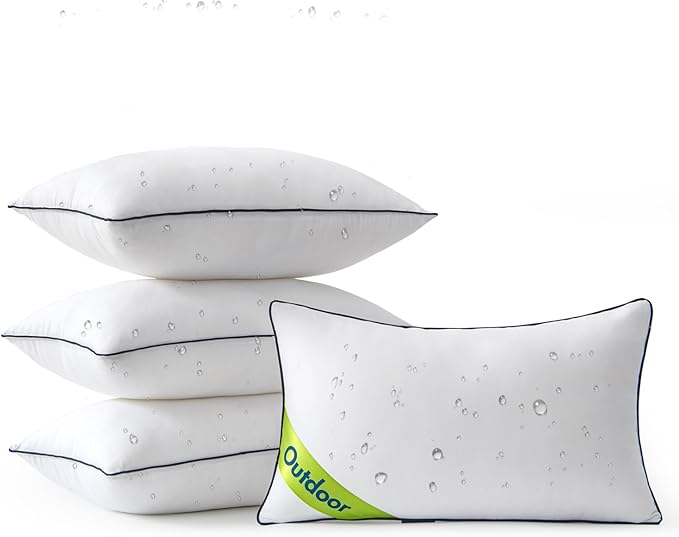 MIULEE 12x20 Outdoor Pillows, Pack of 4 Water Resistant Waterproof Pillow Inserts Decorative Stuffer for Sofa Couch Patio and Garden