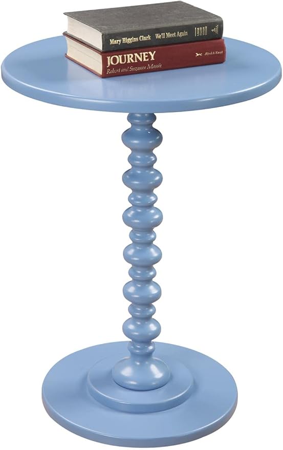 Convenience Concepts Palm Beach Spindle Table 17.75" -Traditional Solid Wood Round Side Accent, Display Pedestal for Transitional Living Room, Entryway, Hallway, or Bedroom, Blue