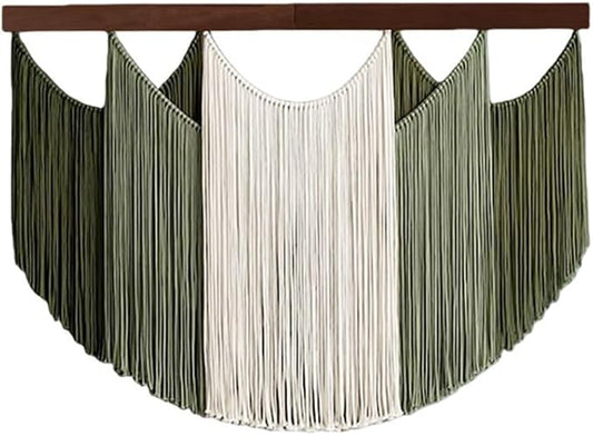 Jditngp Large Macrame Wall Hanging Tapestry,Boho Wall Art Decor Chic Bohemian Handmade Cotton Rope Woven Tapestry Home Decoration for Living Room Bedroom Apartment (47.2"WX33.5"L)Green Beige Tassels