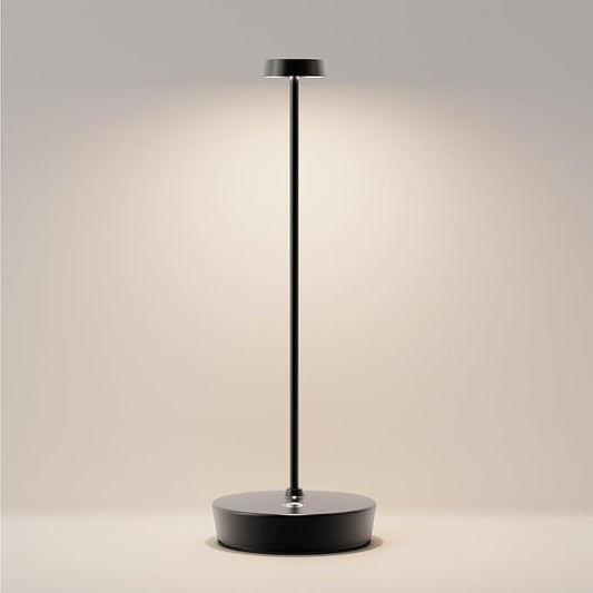 Cordless LED Table Lamp，Rechargeable Battery Desk Lamps, 3 Color Stepless Dimmable Metal Battery Table Lamps, Portable Table Light for Indoor/Outdoor/Restaurants/Bedroom/Bar