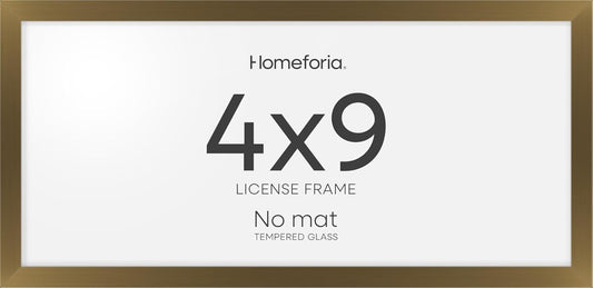 Homeforia 4x9 Business License Frame Bronze, High End Metal 4 x 9 Certificate Frame with Real Glass, 9x4 Document Frames for Wall or Tabletop, 4 by 9 Picture Frames, Tempered Glass, Wall Kit, Set of 1