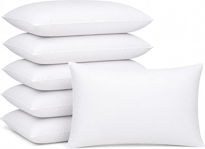 12 x 20 Inch Throw Pillow Inserts – Set of 6 Rectangluar Lumbar Cushions with Polyester Fill for Decorative Pillow Covers