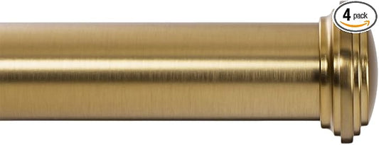 Ivilon Window Curtain Rod Decorative End Cap Design, 1 Inch Rod, 72 to 144 Inch. Warm Gold