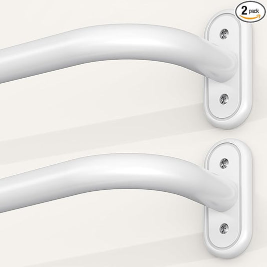 2 Pack Wrap Around Curtain Rods White, Blackout Heavy Duty Curtain Pole for Windows 28 to 48 Inch, 1" Decorative Room Darkening Curved Modern Drapery Rod (White/Unique Design/All Metal)