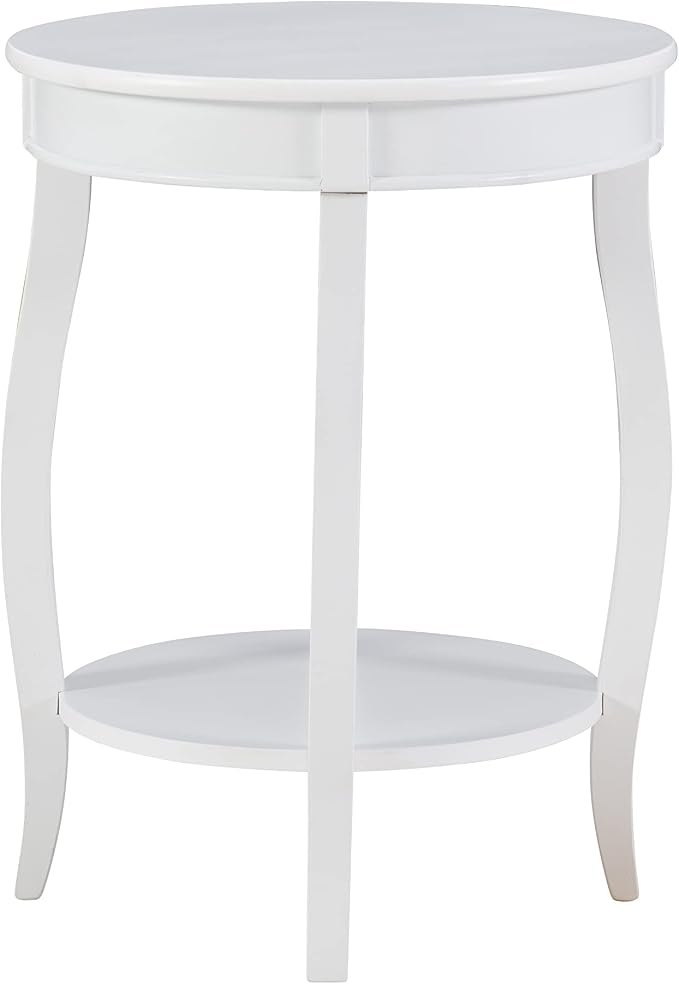 Powell Furniture Powell Round Shelf, White Table, 18" x 18" x 22" Tall