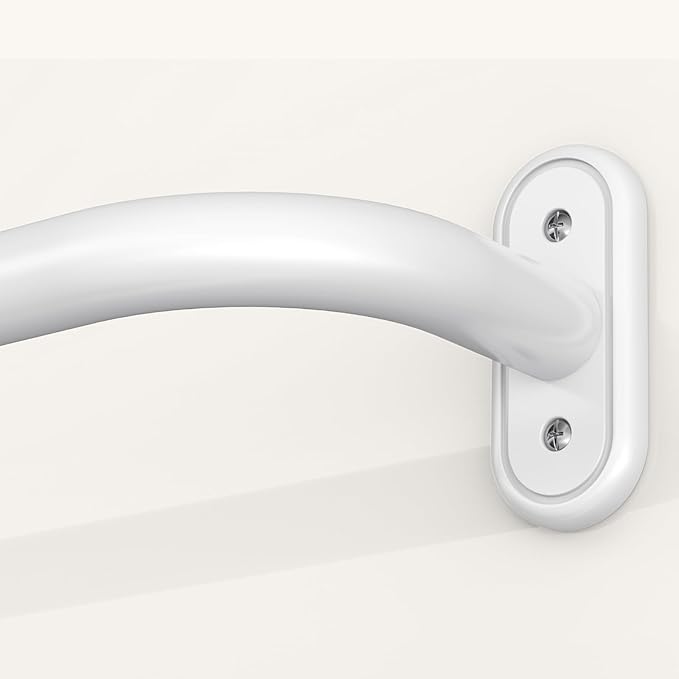 Wrap Around Curtain Rods White, Blackout Heavy Duty Curtain Pole for Windows 28 to 48 Inch, 1" Decorative Room Darkening Curved Modern Drapery Rod (White/Unique Design/All Metal)