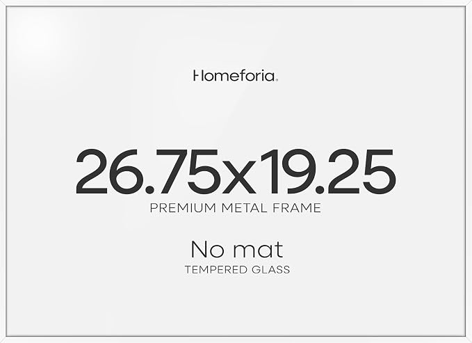 Homeforia 19.25x26.75 White Puzzle Frame, High End Metal 19.25 x 26.75 Picture Frames without Mat, 26.75x19.25 Thin Poster Frame for Wall, 19.25by26.75 Puzzle Frames, Tempered Glass, Wall Kit, Set of 1