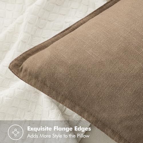 MIULEE Khaki Boho Linen Decorative Pillow Covers 18x18 Inch Pack of 4 | Natural Throw Pillow Covers Soft Farmhouse Couch Pillowcases Modern Home Decors for Living Room Bed Sofa