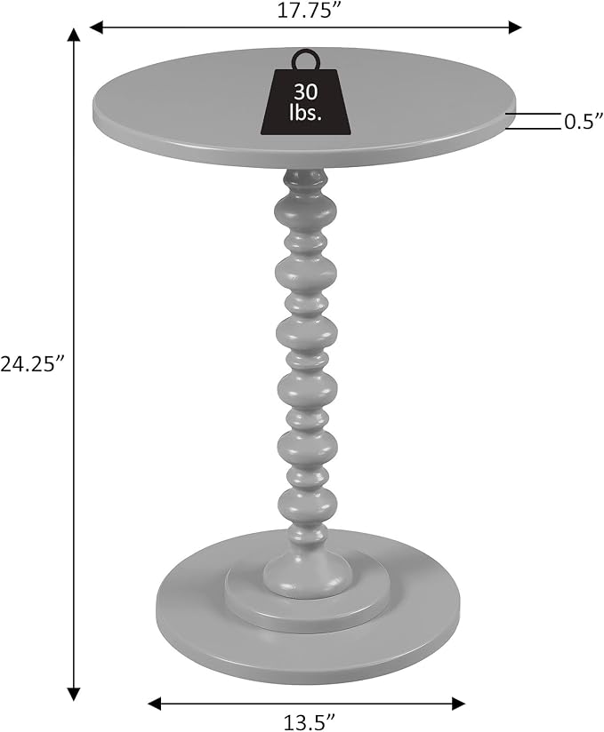 Convenience Concepts 131355GY Palm Beach Spindle Table, Gray