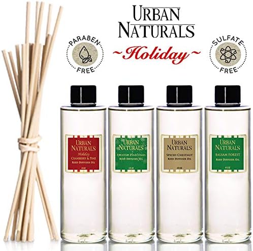 Urban Naturals Reed Diffuser Set, Cranberry & Pine - Bathroom Shelf Décor | Holiday Wreath with Real Botanicals, Christmas Gift Idea for the Home