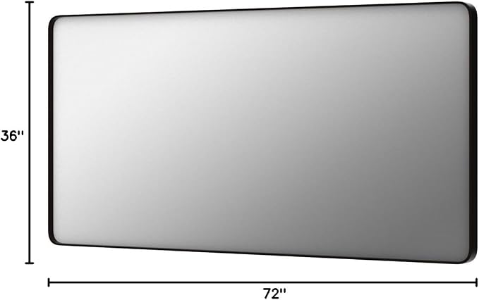 LOAAO 72X36 Inch Black Metal Framed Bathroom Mirror for Wall, Matte Black Bathroom Vanity Mirror Farmhouse, Large Rounded Rectangle Mirror, Anti-Rust, Shatter-Proof, Hangs Horizontally or Vertically