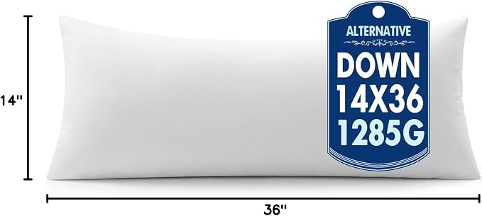 MIULEE 14x36 Synthetic Down Alternative Pillow Insert Decorative Throw Pillow 14 x 36 Inch Body Bed Sleeping Ultra Soft Fluffy Form for Sofa Couch Bed