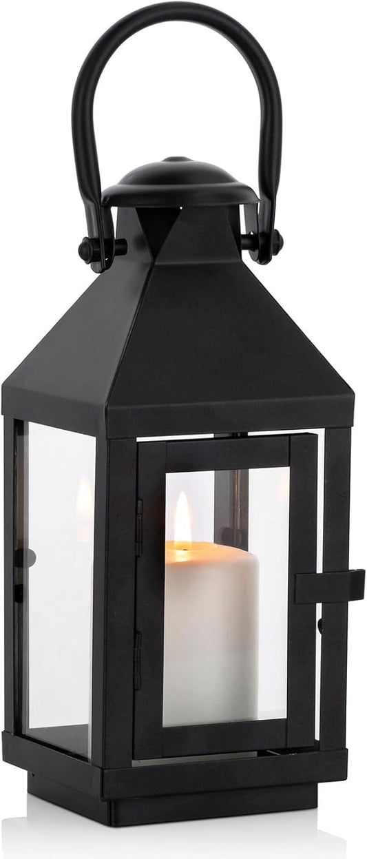 Nuptio Garden Lanterns for Candles, 20cm/7.87in Tall Vintage Style Pillar Candle Holder, Metal Halloween Candle Holders, Hanging Decorative Candle Lanterns for Wedding Christmas Parties Indoor Outdoor
