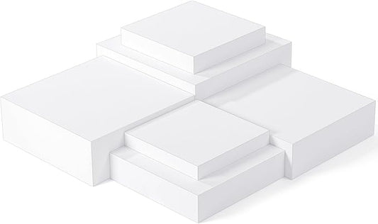 Geelin 6 Pack Acrylic Risers for Display Acrylic Cube Boxes Risers Display Stands with Hollow Bottoms Decorative Stand for Jewelry Candy Table Decor 6 Sizes(White,10 to 15 Inch,Square)