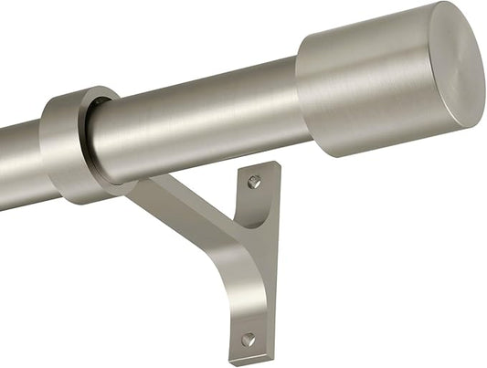 12-20" Short Curtain Rods, Adjustable 1-Inch Side Curtain Rods for Window, Brushed Nickel Curtain Rods with Cap Finials, Telescoping Drapery Rods