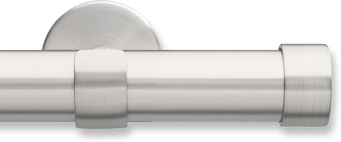 MODE Cambria® Designer Series - Premium 9 foot Custom Curtain Rod - 1-1/8 inch Large Diameter - Non-Adjustable for a Seamless Look - Premium Designer Brackets and End Caps - Brushed Nickel Finish
