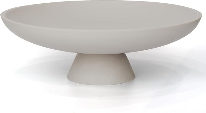 YMXYJM Modern Resin Pedestal Decorative Bowl, Large Fruit Bowl for Kitchen Counter, Stylish Key Bowl for Entryway Table, Grey