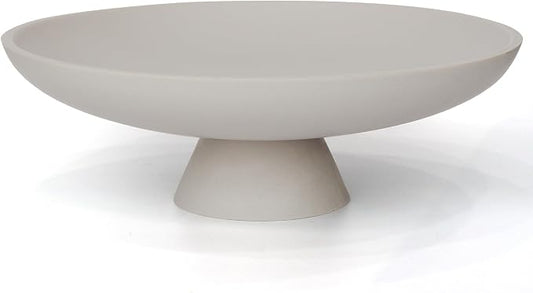 YMXYJM Modern Resin Pedestal Decorative Bowl, Large Fruit Bowl for Kitchen Counter, Stylish Key Bowl for Entryway Table, Grey