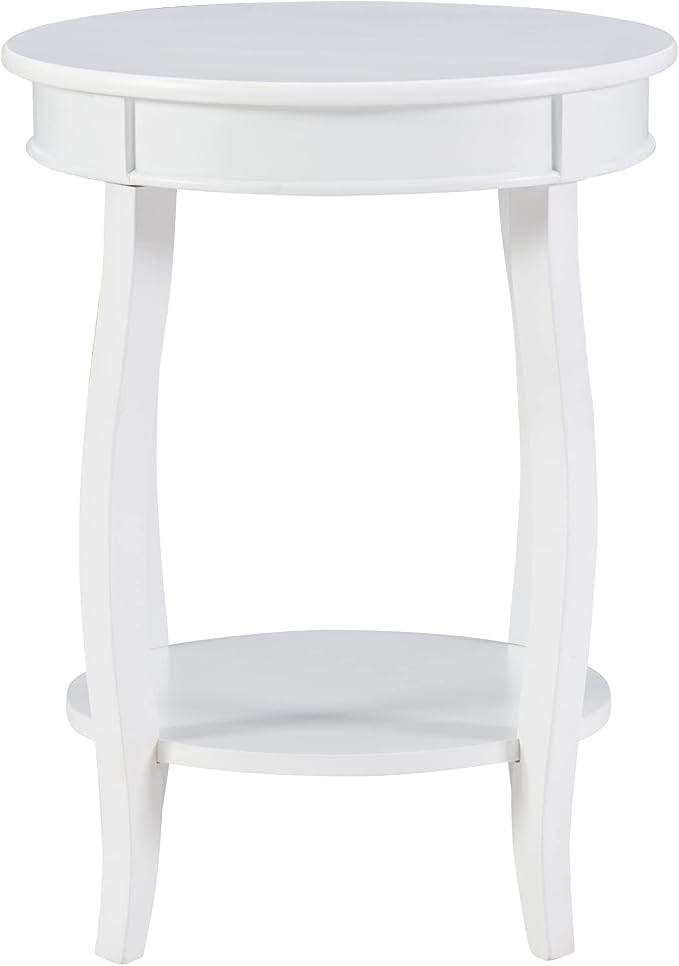 Powell Furniture Powell Round Shelf, White Table, 18" x 18" x 22" Tall