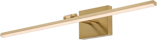 JONATHAN Y 28" Brass Gold Modern Rechargeable LED Swivel Picture Light, Dimmable Cordless Wall Sconce with Touch Sensor, Wireless Art Lighting for Gallery Mirror Bedroom JYL7163A