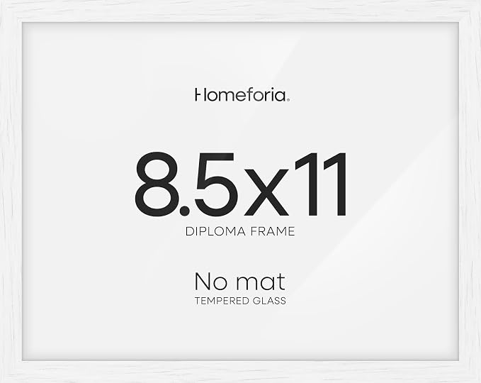 Homeforia 8.5 x 11 Diploma Frame White Wood, High End Oak 8.5x11 Certificate Frames, 11x8.5 Document Frames for Wall or Tabletop, 8.5 by 11 Award White Wooden Frame, Tempered Glass, Wall Kit, Set of 3